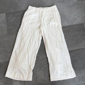 Z Supply Cream Eyelet Straight Leg Pants